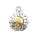 Daisy Charm Antique Silver Pewter Two Tone
