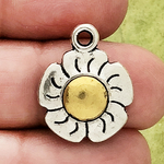 Daisy Charm Antique Silver Pewter Two Tone