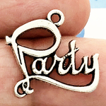 Party Word Charm in Antique Silver Pewter