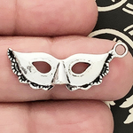 Mardi Gras Mask Charm in Antique Silver Pewter Ladies Charms