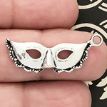 Mardi Gras Mask Charm in Antique Silver Pewter