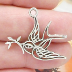 Peace Dove Charms Wholesale in Antique Silver Pewter