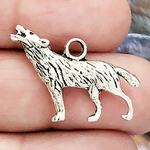 Howling Wolf Charm Small in Antique Silver Pewter Animal Charm