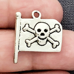 Pirate Flag Charm Antique Silver Pewter