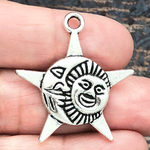 Sun and Moon Charm Silver Pewter