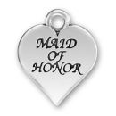 Maid of Honor Heart Wedding Charm Antique Silver Pewter