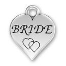 Bride Heart Wedding Charm Antique Silver Pewter