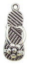 Flip Flop Shoe Charm Antique Silver Pewter