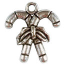 Candy Cane Christmas Charm Pendant in Antique Silver Pewter