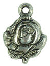 Rose Charm Small Antique Silver Pewter Flower Charm