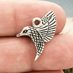 Hummingbird Charm Pendant in Antique Silver Pewter