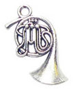 Music Charm in Antique Silver Pewter French Horn Charm