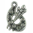 Small Palette with Brushs Art Charm Pendant in Antique Silver Pewter