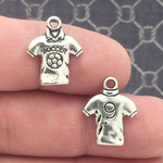 Jersey Shirt Soccer Charm in Antique Silver Pewter