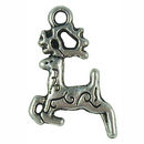 Reindeer Christmas Charm Pendant in Antique Silver Pewter