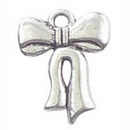 Bow Tiny Christmas Charm Pendant in Antique Silver Pewter