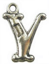 Initial Charm Antique Silver Pewter Y Letter Charm