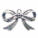 Bow Medium Christmas Charm Pendant in Antique Silver Pewter