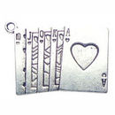 Straight Flush Card Charm in Antique Silver Pewter