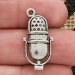 Microphone Charm Silver Pewter