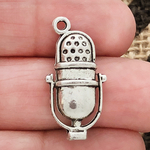 Microphone Charm Silver Pewter