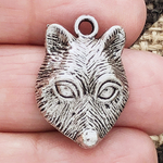 Fox Head Charms Wholesale in Silver Pewter