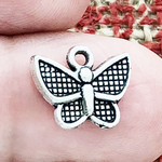 Tiny Butterfly Charm Pendant Antique Silver Pewter
