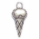 Cone of Ice Cream Charm in Antique Silver Pewter