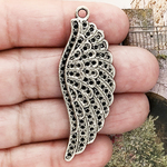 Angel Wing Charm in Antique Silver Pewter