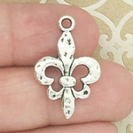 Hammered Fleur De Lis Charms Bulk Small in Silver Pewter