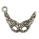 Feather Mask Charm in Antique Silver Pewter Ladies Charms