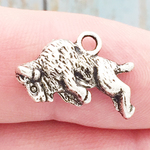 Buffalo Charm in Antique Silver Pewter Small