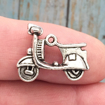 Motor Scooter Charm in Silver Pewter