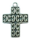 Cross Charm with Scroll Accents in Antique Silver Pewter