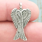Silver Angel Wings Charm Pewter
