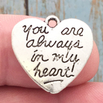 Affirmation Heart Charm Silver Pewter