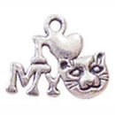 I Love My Cat Charm in Antique Silver Pewter