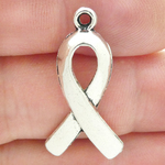 Awareness Ribbon Charm in Antique Silver Pewter Medium