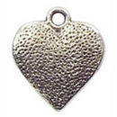 Textured Heart Charm Pendant with Antique Silver Pewter Small