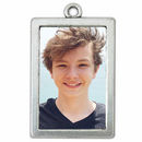 Rectangle Vertical Photo Charm in Antique Silver Pewter Picture Charm