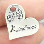 Heart Kindness Affirmation Charm in Antique Silver Pewter