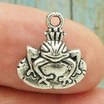 Prince Frog Charm Silver Pewter