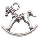 Rocking Horse Charm in Antique Silver Pewter