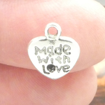 Made with Love Charms Wholesale Heart Jewelry Tags in Antique Silver Pewter