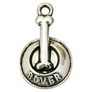 Dog Bowl Charm with Bone in Silver Pewter