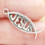 Jesus Ichthus Charms Wholesale in Silver Pewter
