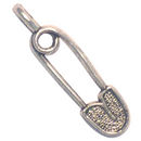 Safety Pin Baby Charm Antique Silver Pewter