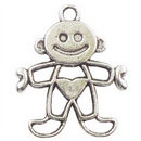 Boy Baby Charm in Antique Silver Pewter Outline Design