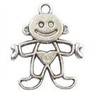 Boy Baby Charm in Antique Silver Pewter Outline Design