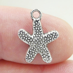 Small Starfish Charm in Silver Pewter